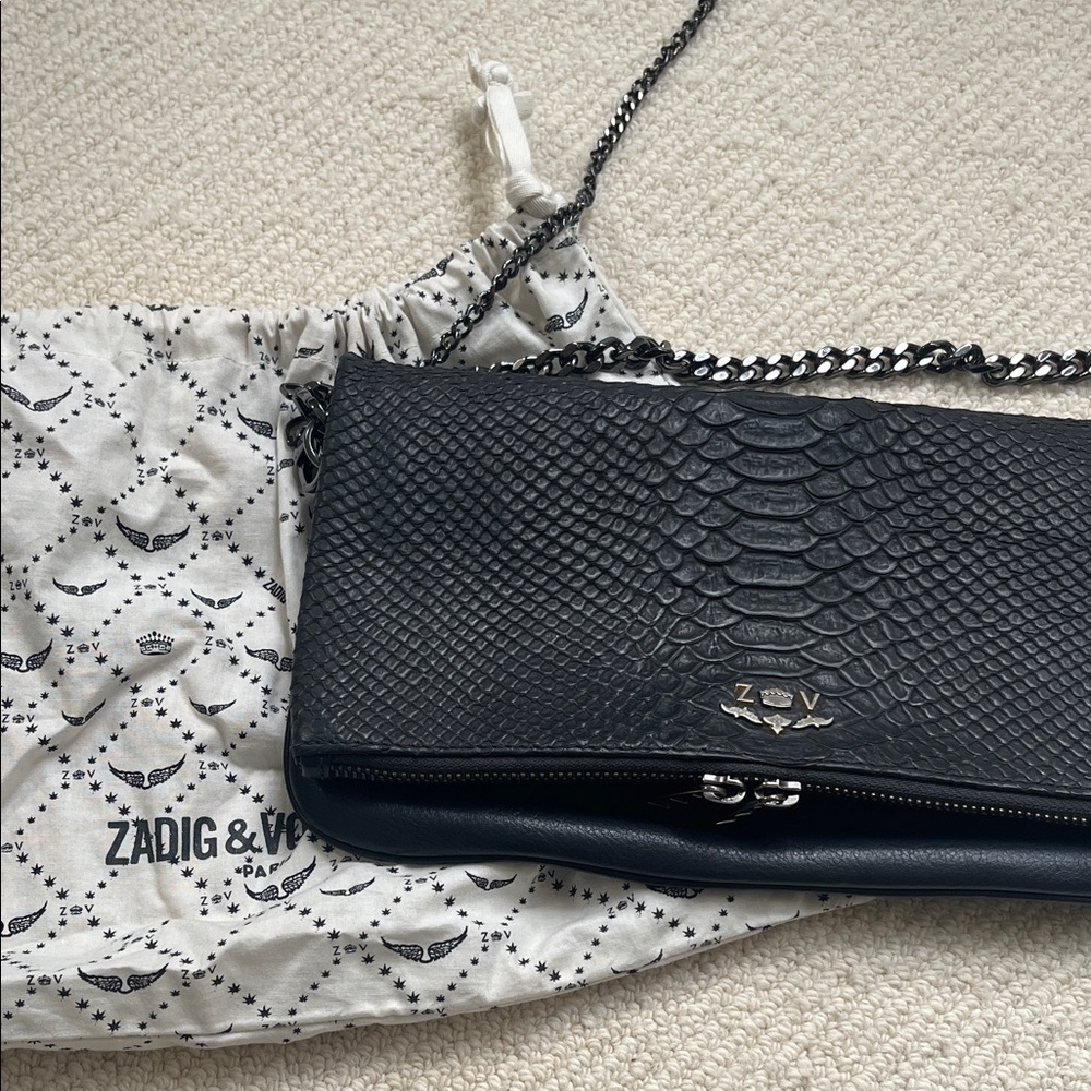 ZADIG & Voltaire Charcoal Chain Shoulder Bag